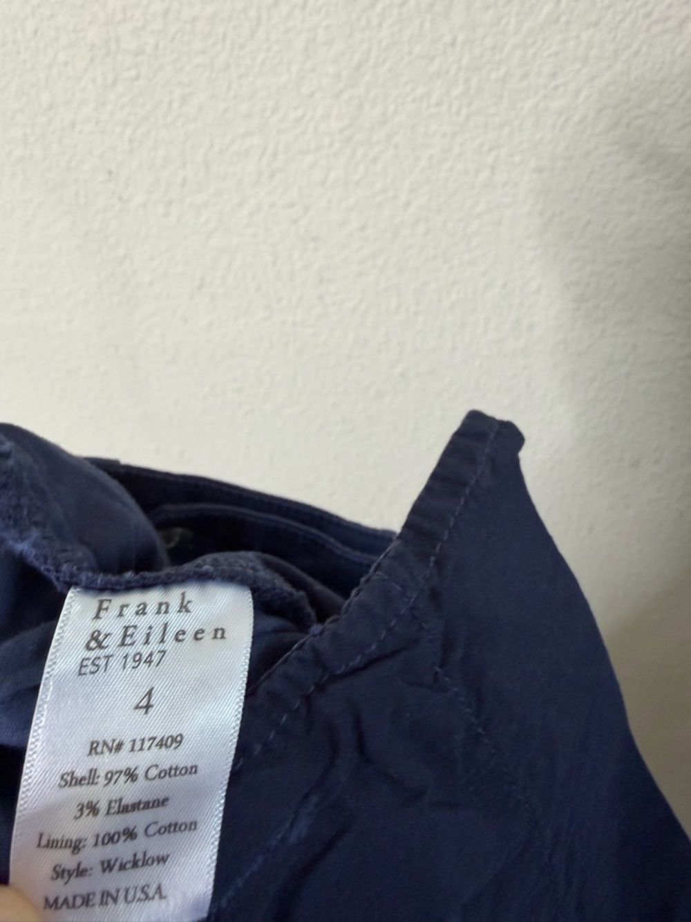 Frank & Eileen Wicklow Pants Navy Blue Womens Size 4 - Picture 5 of 7